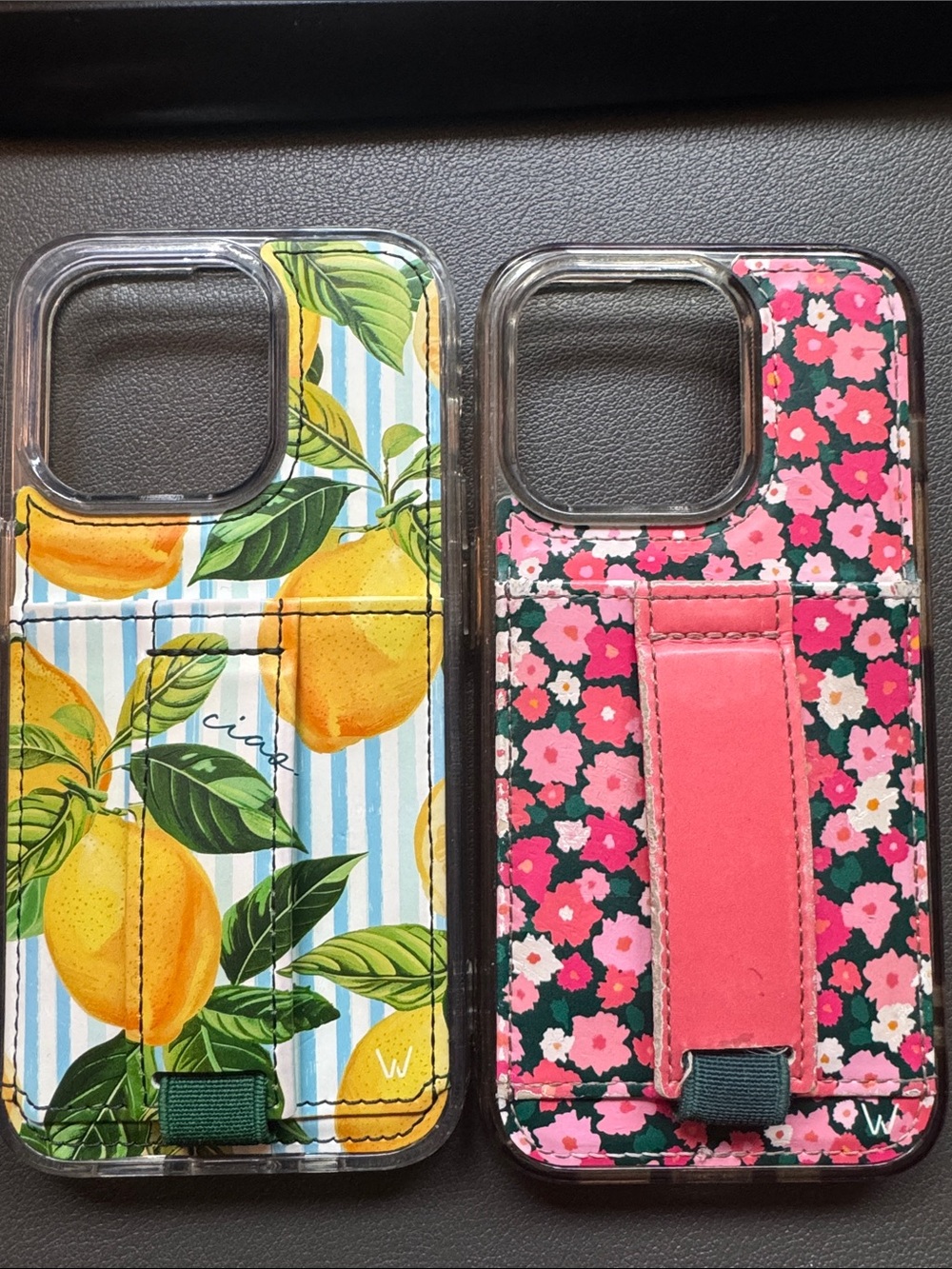 Walli iPhone 15 Pro cases 
Pink floral lightly used
Lemon barely used